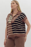 Striped Curvy Pullover Vest