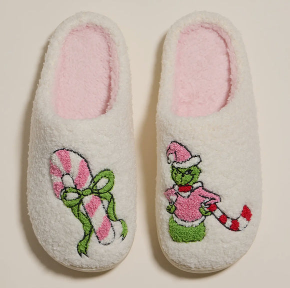 Green Man Slippers - Red and Pink