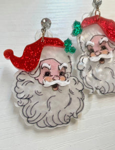Jolly Santa Earrings - Pink and Red