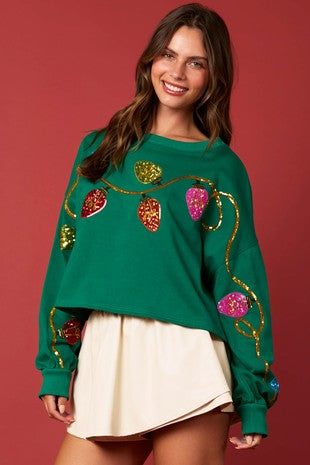 Green Bulb Cropped Sweatshirt