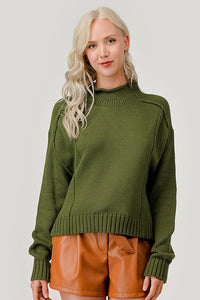 Curvy Special Details Sweater - Olive and Cream