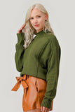 Curvy Special Details Sweater - Olive and Cream