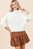 Curvy Special Details Sweater - Olive and Cream