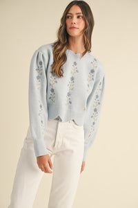 Blue Floral Sweater