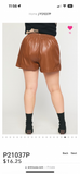Curvy Leather Shorts - Chesnut and Black