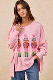 Pink Nutcracker Waffle Sweater