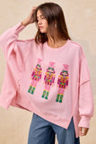 Pink Nutcracker Waffle Sweater