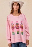 Pink Nutcracker Waffle Sweater