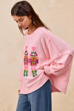 Pink Nutcracker Waffle Sweater