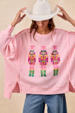 Pink Nutcracker Waffle Sweater