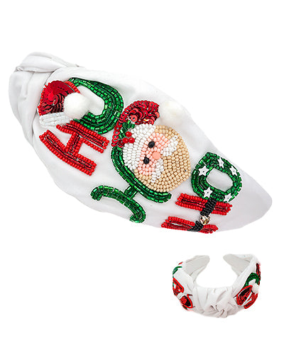 White Santa Hohoho Headband