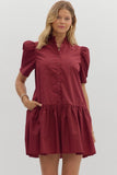 Puff Sleeve Ruffle Hem Dress
