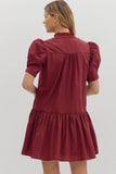 Puff Sleeve Ruffle Hem Dress