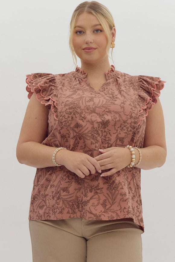 Floral Ruffle Detail Top