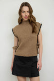 Mock Neck Stitched Sweater Vest