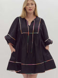 Black Colored Stitch Dress Curvy