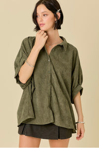 Corduroy Button Down - Olive