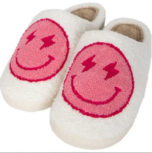Lightning Smiley Slippers - Pink