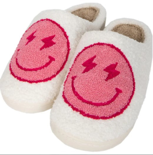 Lightning Smiley Slippers - Pink