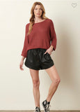 Leather Shorts - Chestnut and Black
