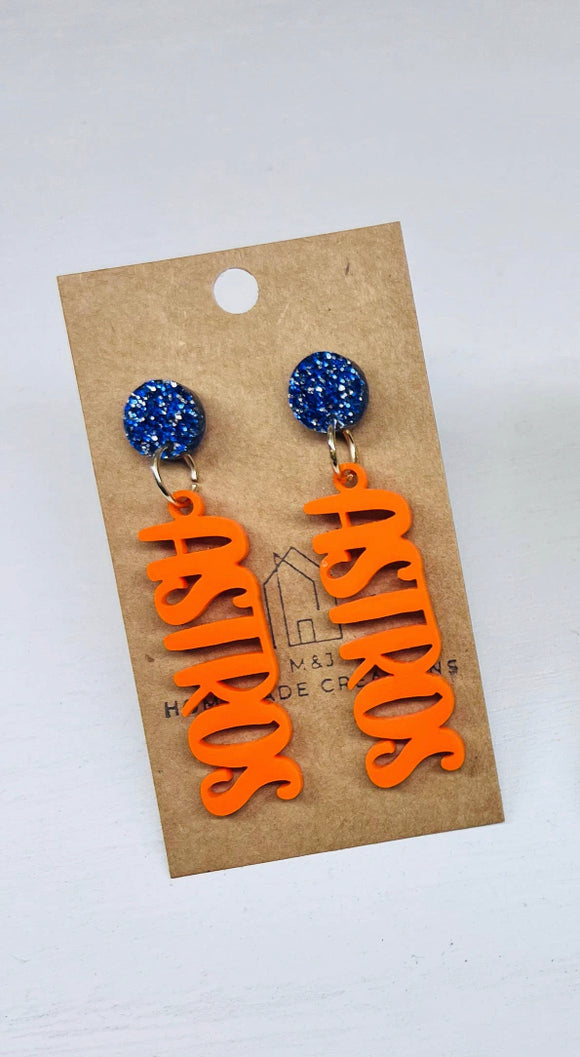 Orange Dangle Astros Earrings