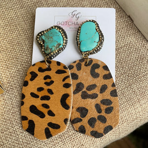 Turquoise cheetah earrings