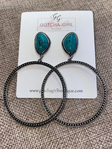 Western Drop Hoop Earrings